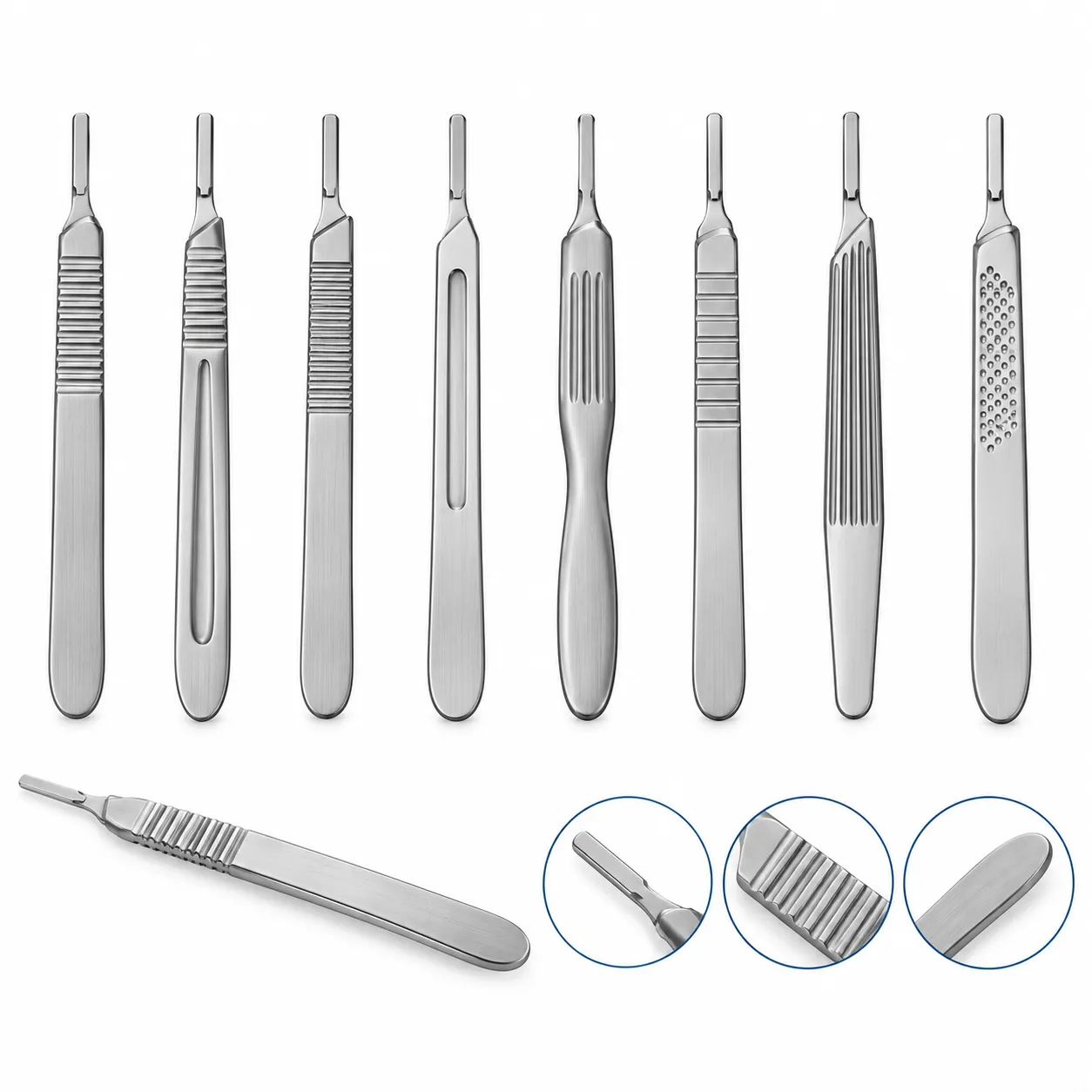 Stainless-steel scalpel handles No. 3 and No. 4