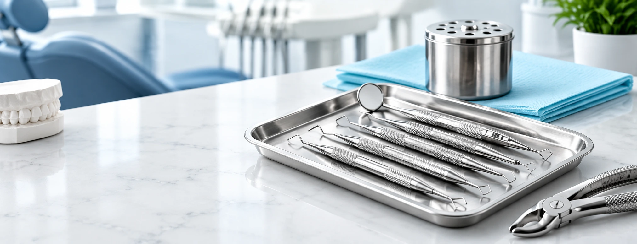 Dental extraction forceps and elevators after polishing at FineMed
